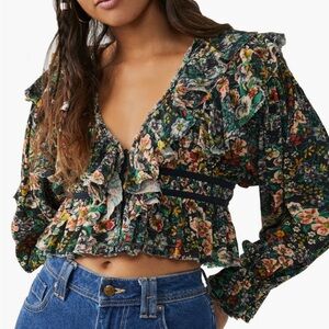 NEW | Free People - Rudi Printed Ruffle Top Blouse | S